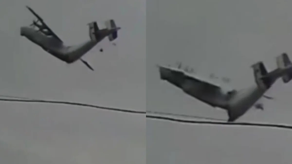 कैमरे में कैद हुआ खौफनाक हादसा, बीच हवा में दो टुकड़ों में टूटा रूसी सैन्य विमान AN-22
