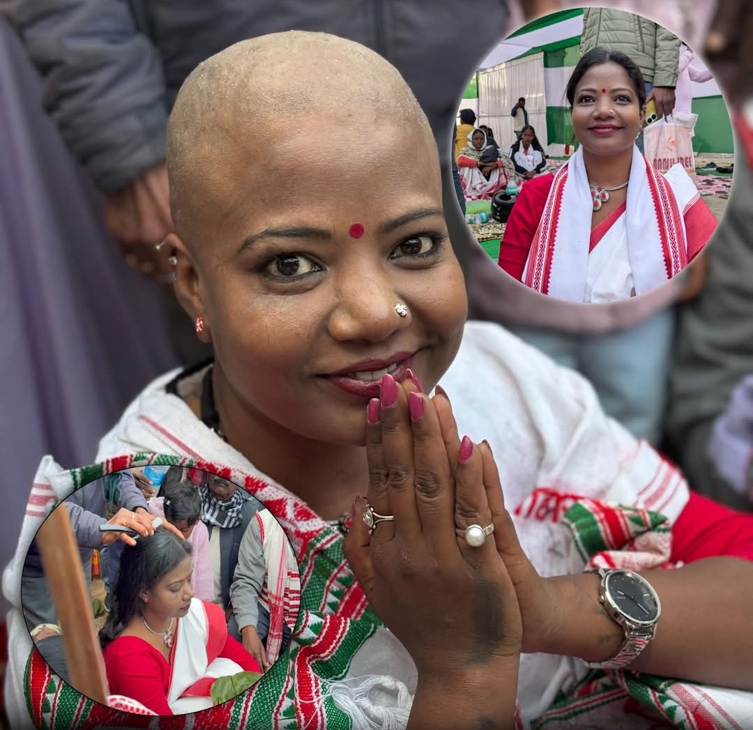 धर्मांतरण के विरोध और सरना धर्म कोड लागू करने की मांग में आदिवासी नेत्री निशा भगत ने किया मुंडन